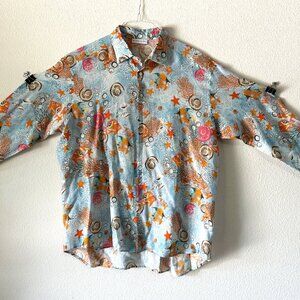 Etro - Long Sleeve Linen Shirt with Underwater Ocean Design